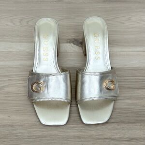 gold guess heels